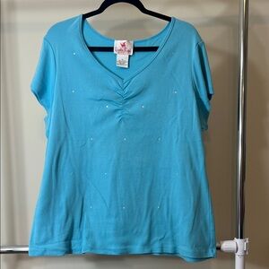 Quacker Factory Turquoise Short Sleeve Top